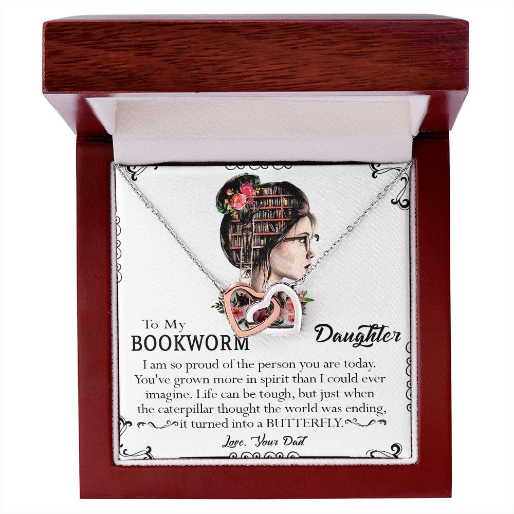 412D To My Bookworm Necklace, Gift Birthday Necklace From Dad For Daughter
