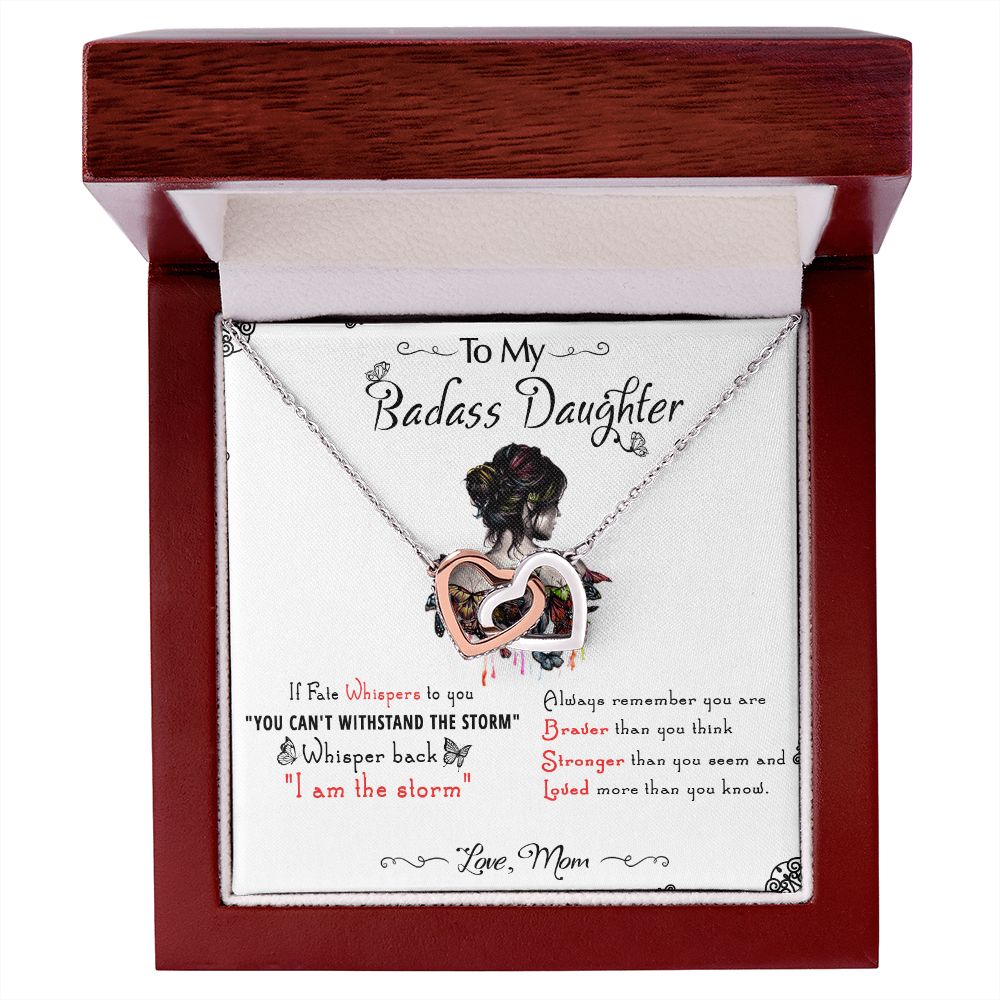 53D To My Badass Daughter, Badass Daughter Necklace From Mom, Birthday Gift