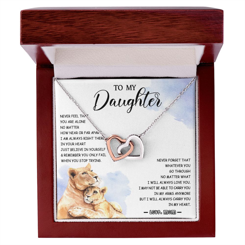 478D To My Daughter Necklace Mother to Daughter Birthday Christmas Gift from Lion Mom