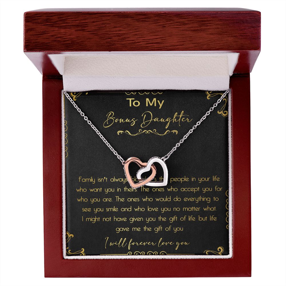 44D To My Bonus Daughter Necklace, Daughter Necklace, Gift Birthday, I Love You