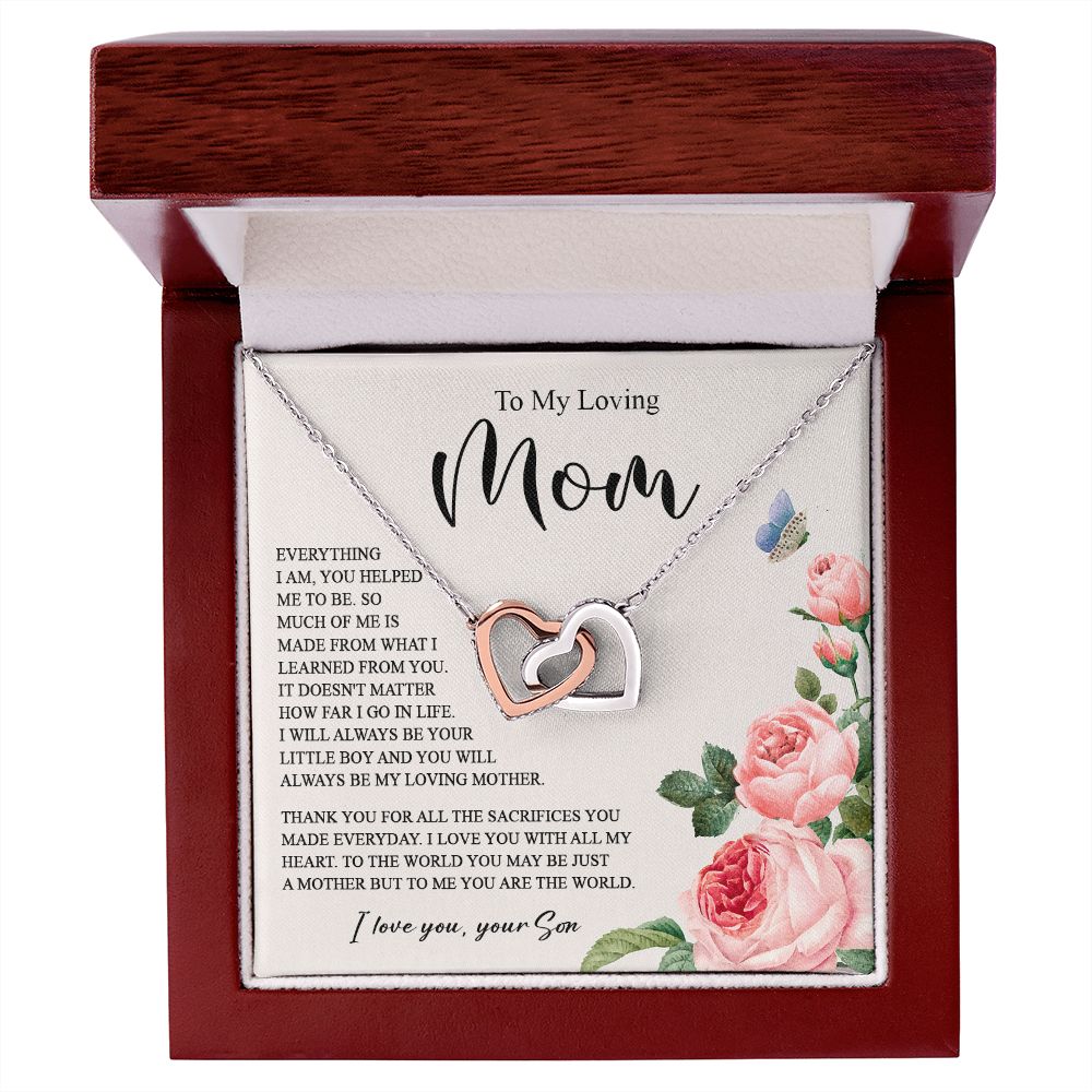 628D To My Loving Mom Necklace, Gift for Mom from Son, Mother's Day Jewelry Gifts