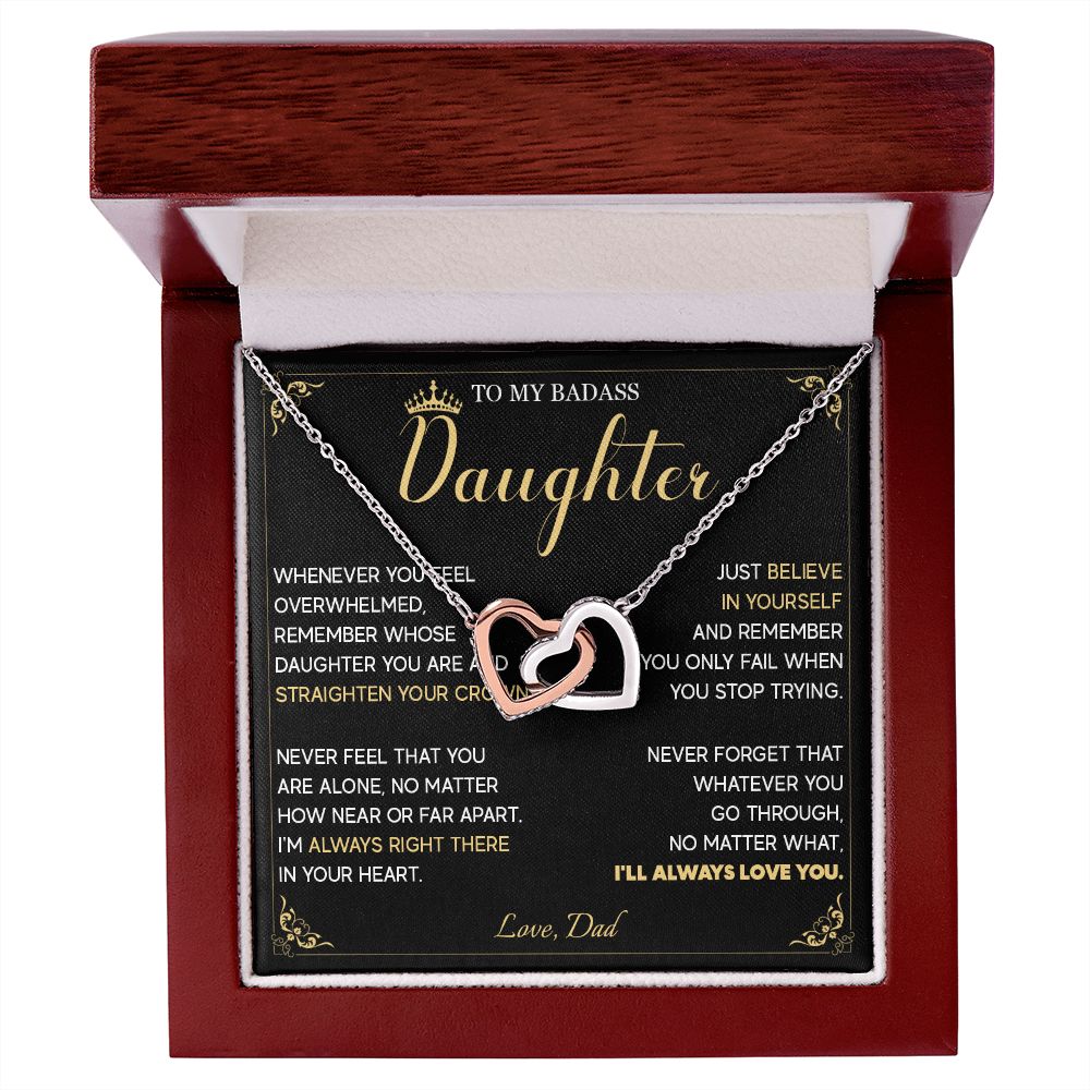 513D To My Badass Daughter Crown Necklace, Birthday Gift For Badass Daughter From Dad