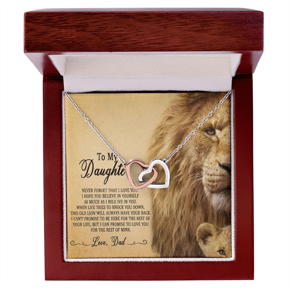 51D To My Daughter Necklace, Gift For Daughter From Dad, Daughter Father Lion