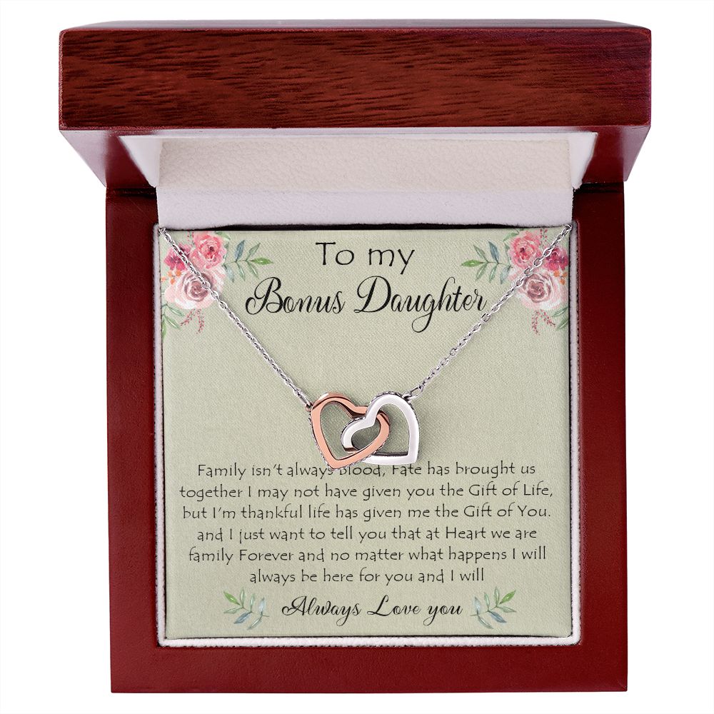 41D To My Bonus Daughter Necklace Gift From Mom Dad, Always Love You, Gift Birthday