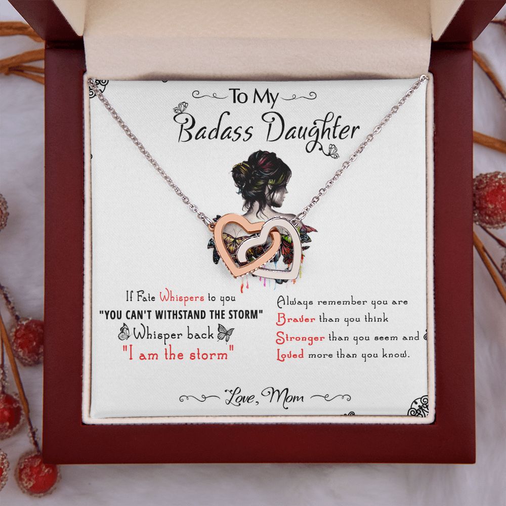 53D To My Badass Daughter, Badass Daughter Necklace From Mom, Birthday Gift