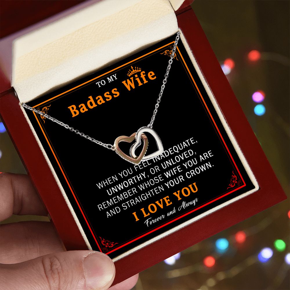 559D Wife Necklace Gift From Husband, Badass Wife Crown Love Knot, Wife Necklace Gift