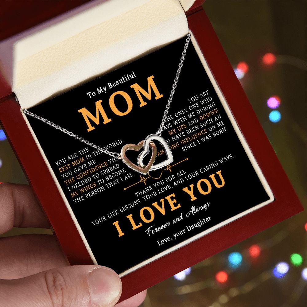 517D To My Beautiful Mom Necklace, Love Mom Gift, Mom Birthday Gift from Daughter