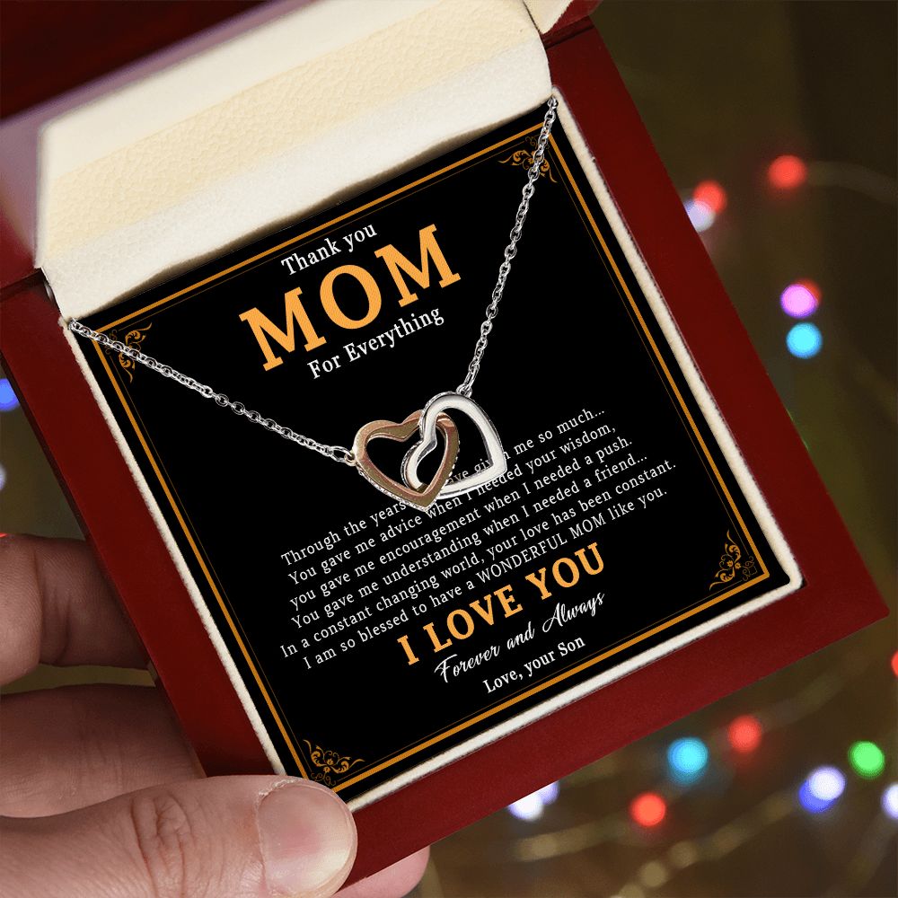 519D Thank You Mom Necklace, Mom Necklace Love Gift, Mom Birthday Gift From Son