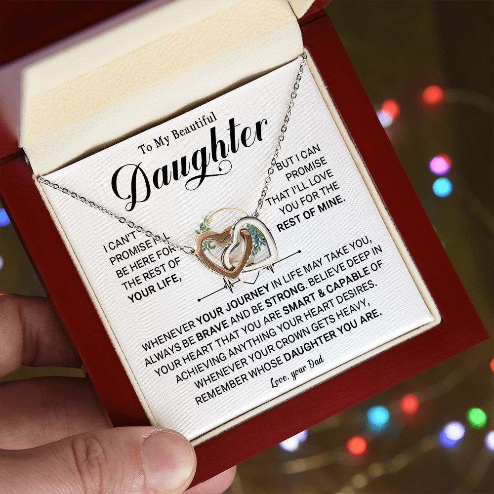 543D To My Daughter Necklace, Birthday Gift For Daughter from Dad, Daughter Necklace