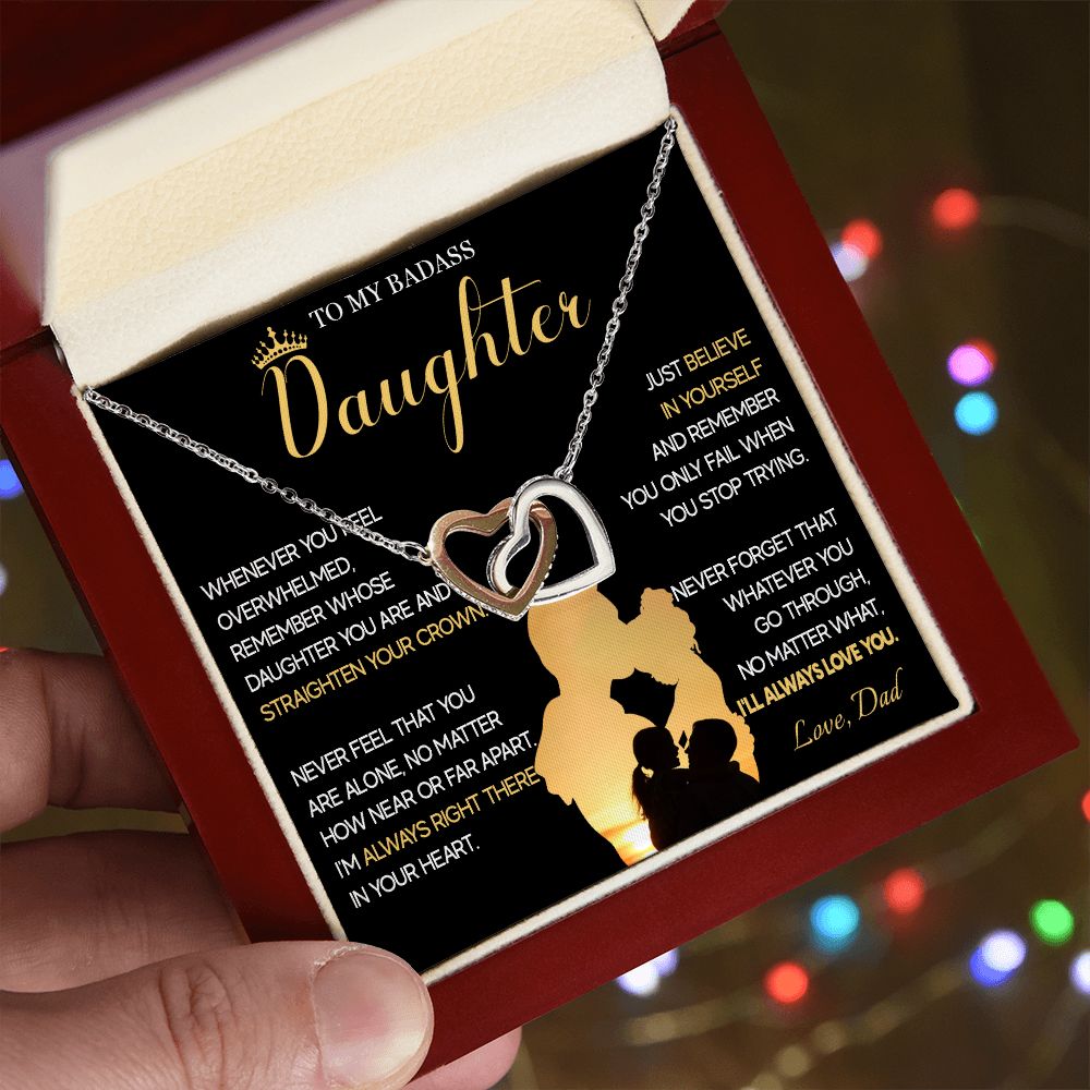 515D To My Badass Daughter Necklace, Birthday Gift For Daughter From Dad, Christmas