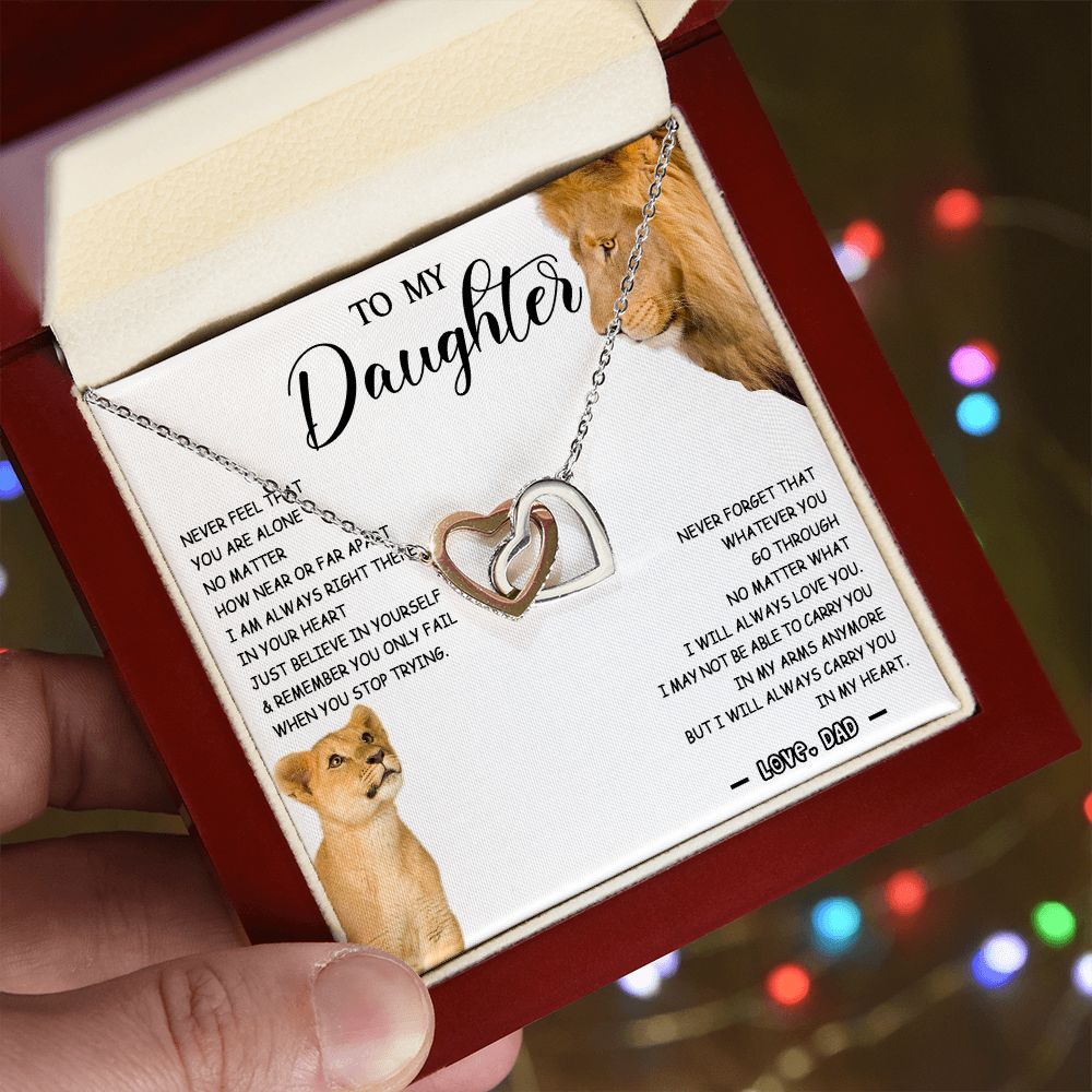 477D To My Daughter Necklace Father to Daughter Birthday Christmas Gift from Lion Dad