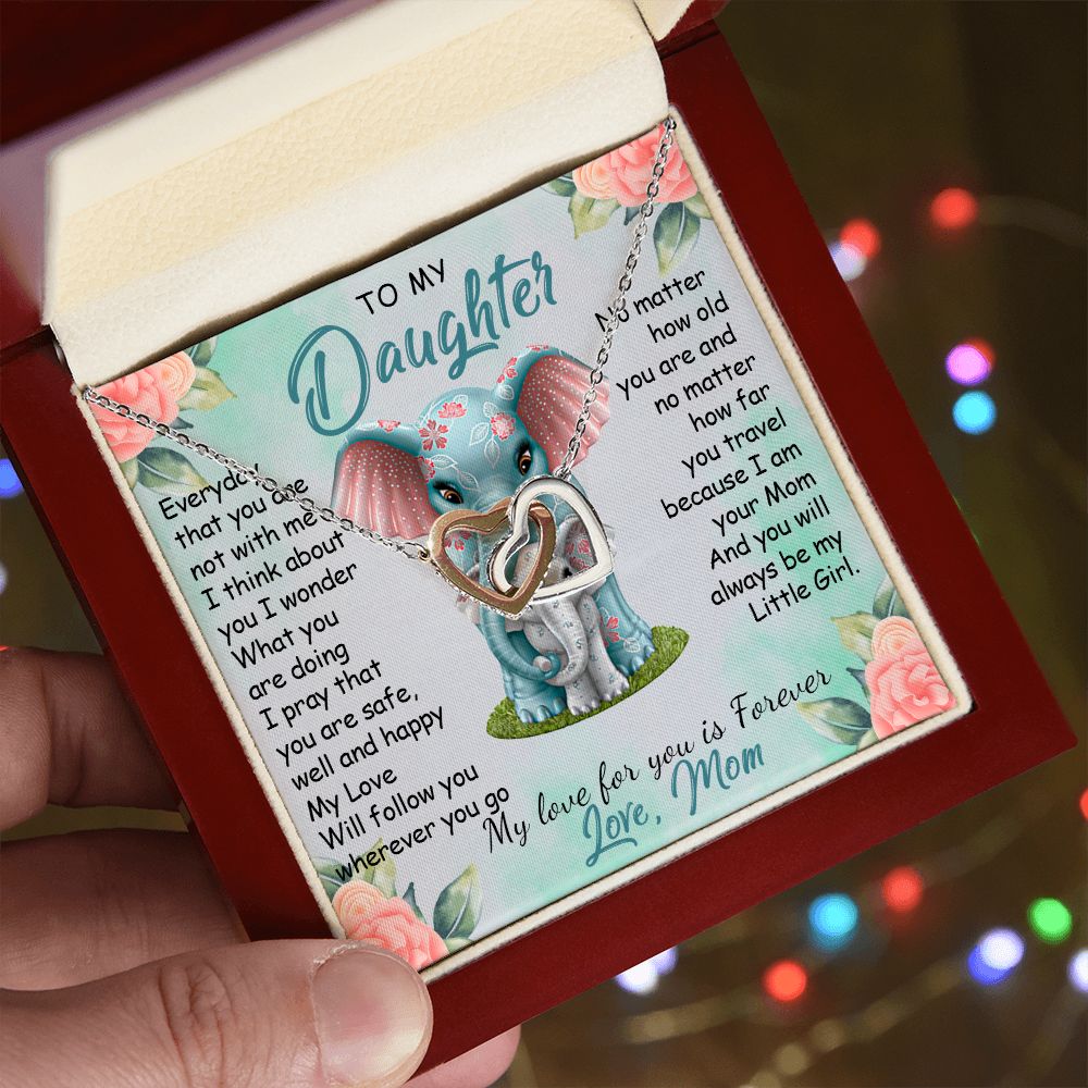 57D To My Daughter Necklace, Gift For Daughter From Mom, Daughter Mother Elephant