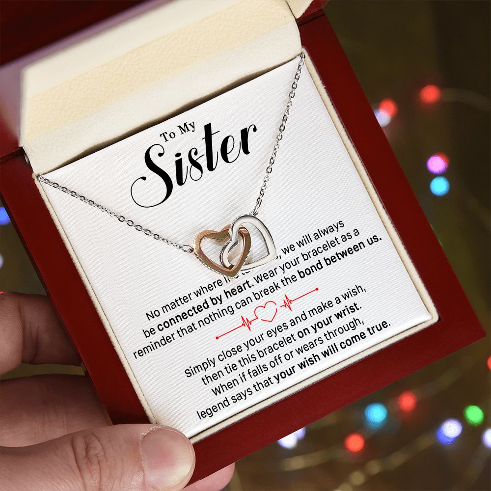 545D To My Sister Necklace, Sister Best Friends Love Heart Necklace, Birthday Gifts