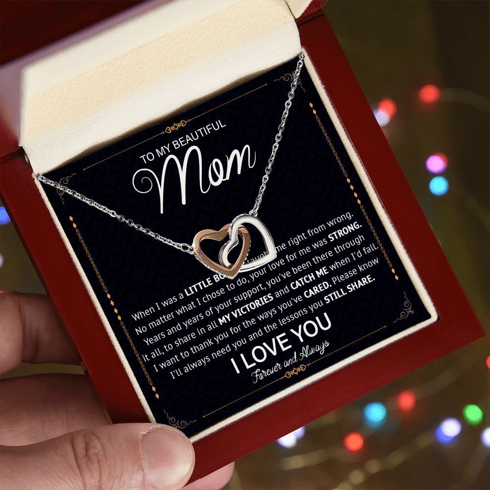 527D Love Knot Necklace To Mom From Daughter Son, Birthday Jewelry To Mom, Mother Day