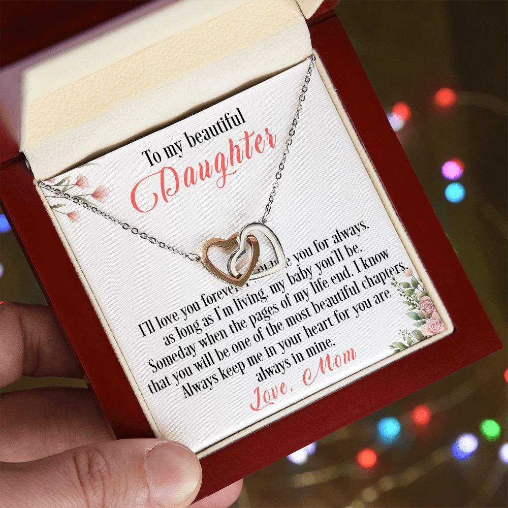 31D To My Beautiful Daughter Love Knot Necklace, I Love You, Gift For Daughter