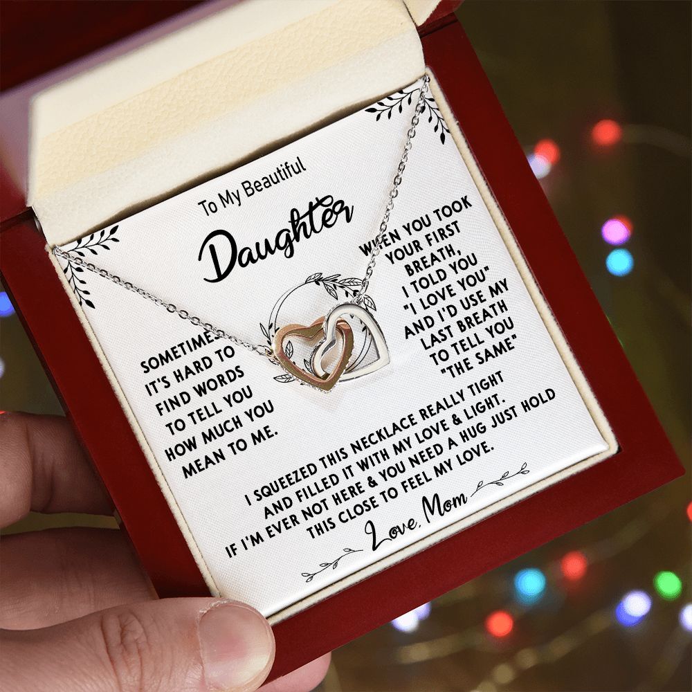 112D To My Beautiful Daughter Necklace, Daughter Mother Necklace, Gift Xmas From Mom
