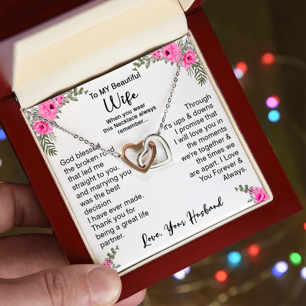 418D To My Beautiful Wife God Bless The Broken Road Necklace Gift from Husband