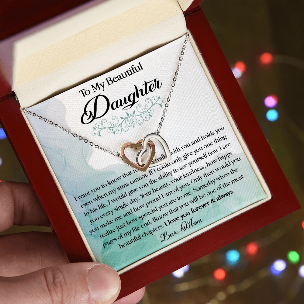 25D To My Beautiful Daughter Necklace, Gift Birthday From Mom For Daughter
