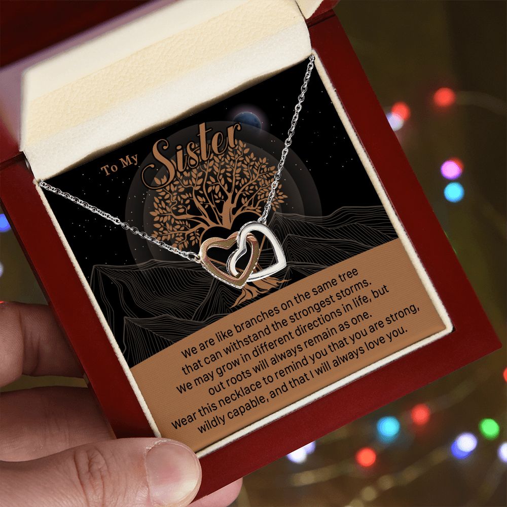 547D To My Sister, Strong Roots Heart Pendant Necklace Gift for Sister Birthday, Xmas
