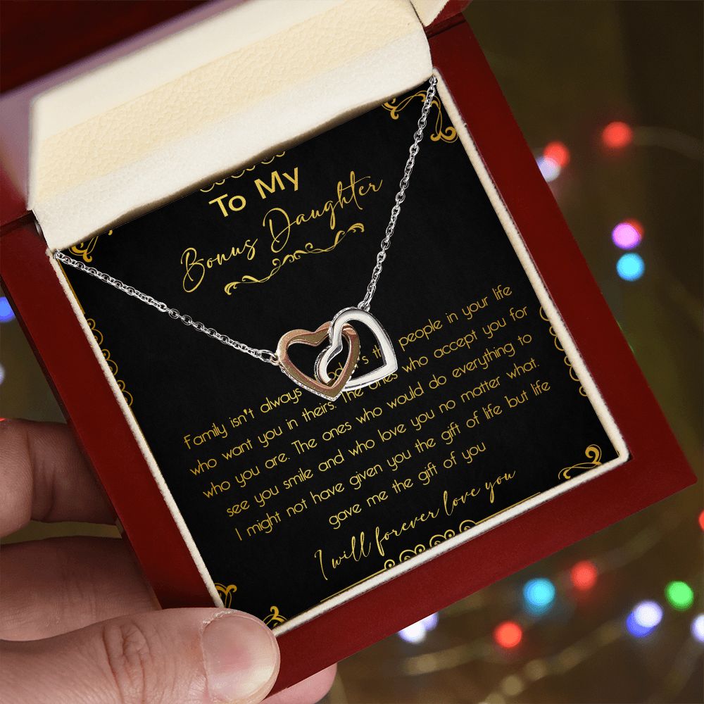 44D To My Bonus Daughter Necklace, Daughter Necklace, Gift Birthday, I Love You