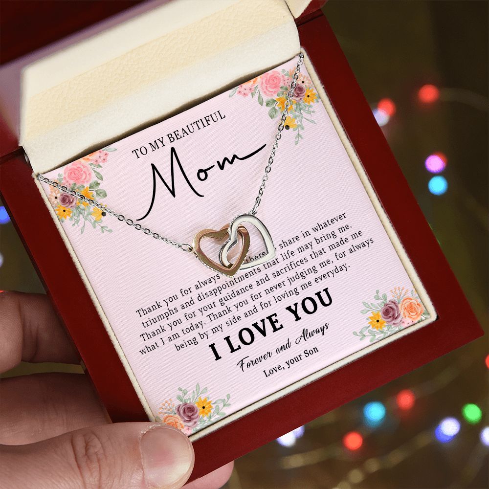 520D Love Mom Necklace, To My Beautiful Mom Necklace, Mom Birthday Gift from Son