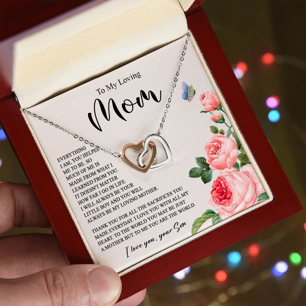 628D To My Loving Mom Necklace, Gift for Mom from Son, Mother's Day Jewelry Gifts