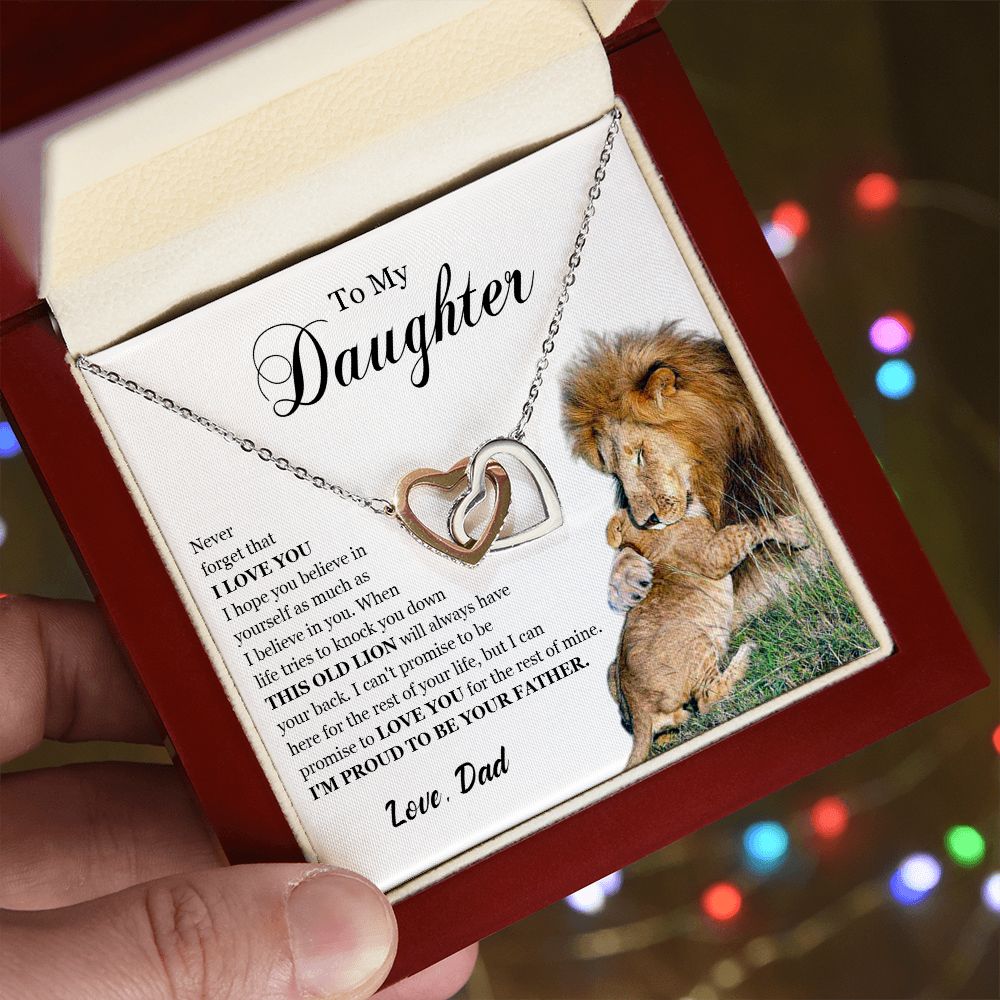 461D To My Daughter Necklace, Gift For Daughter From Dad, Daughter Father Lion, Xmas