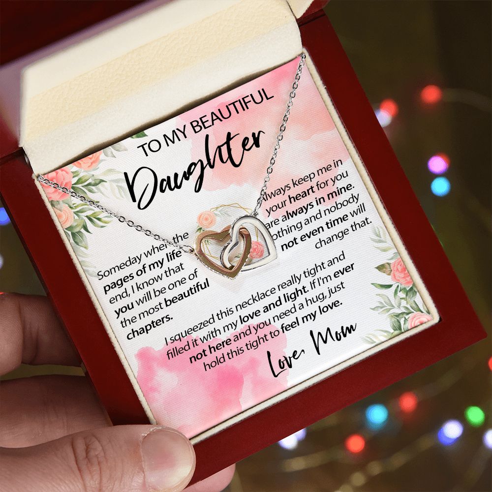 34D To My Beautiful Daughter A Wonderful Daughter Love Knot Necklace, Gift From Mom