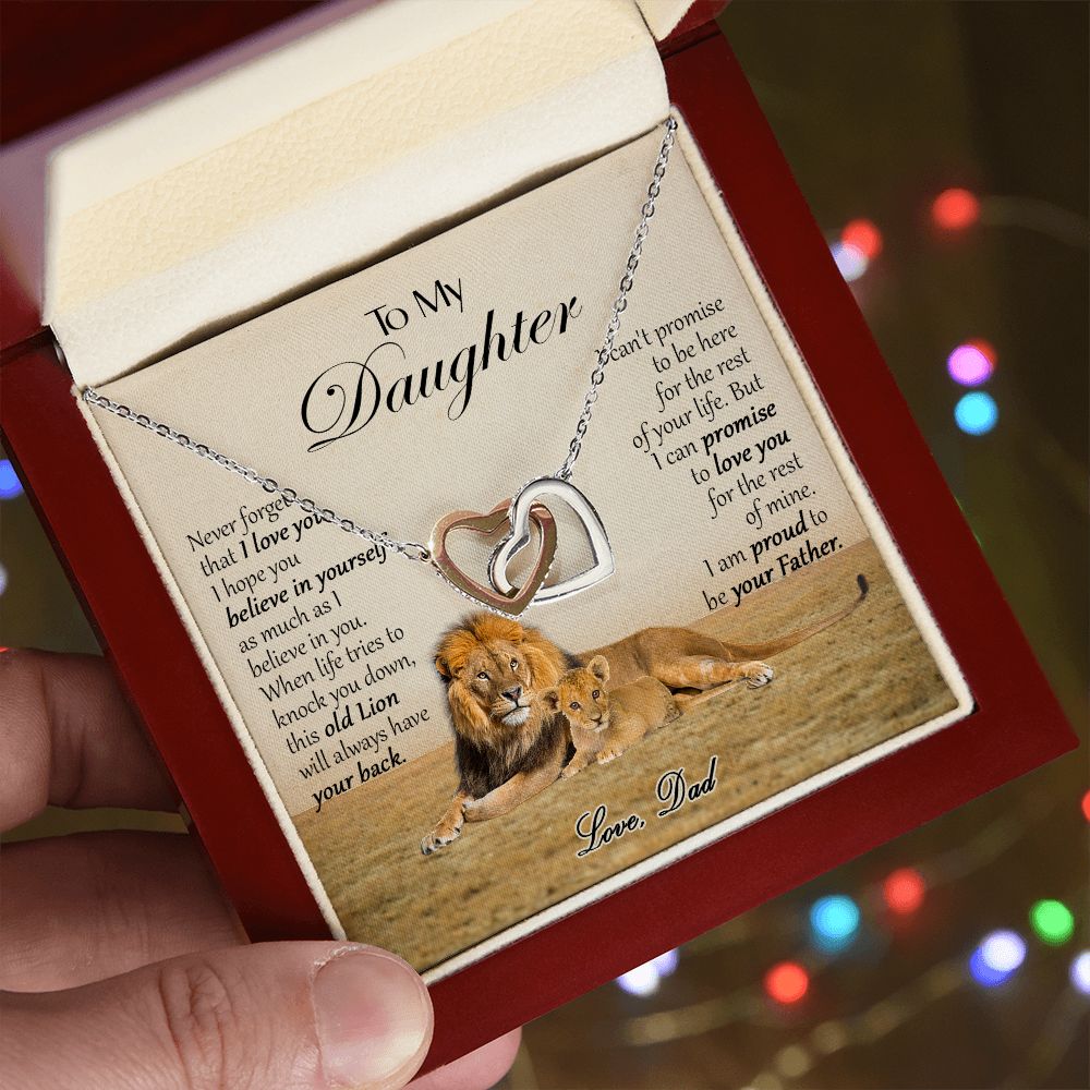 469D To My Daughter Necklace, Xmas Gift For Daughter From Dad, Daughter Father Lion