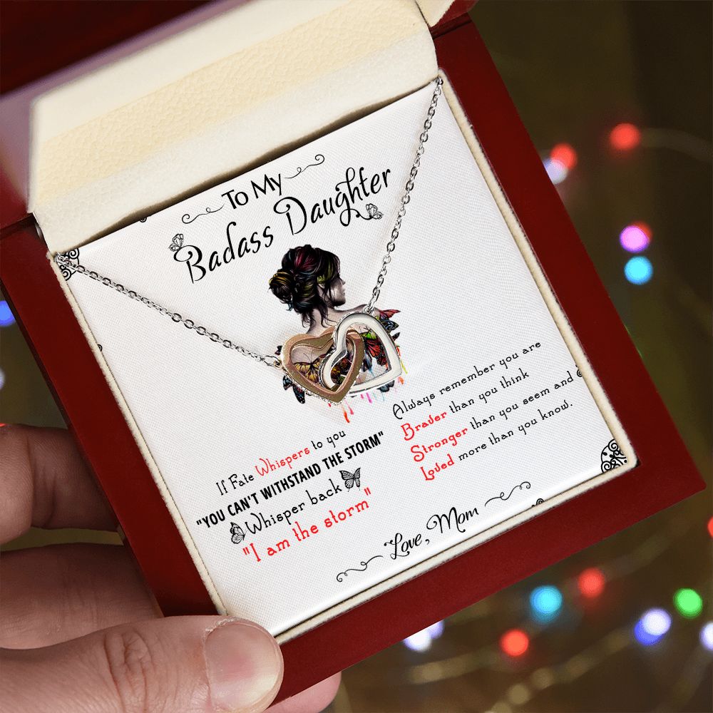 53D To My Badass Daughter, Badass Daughter Necklace From Mom, Birthday Gift