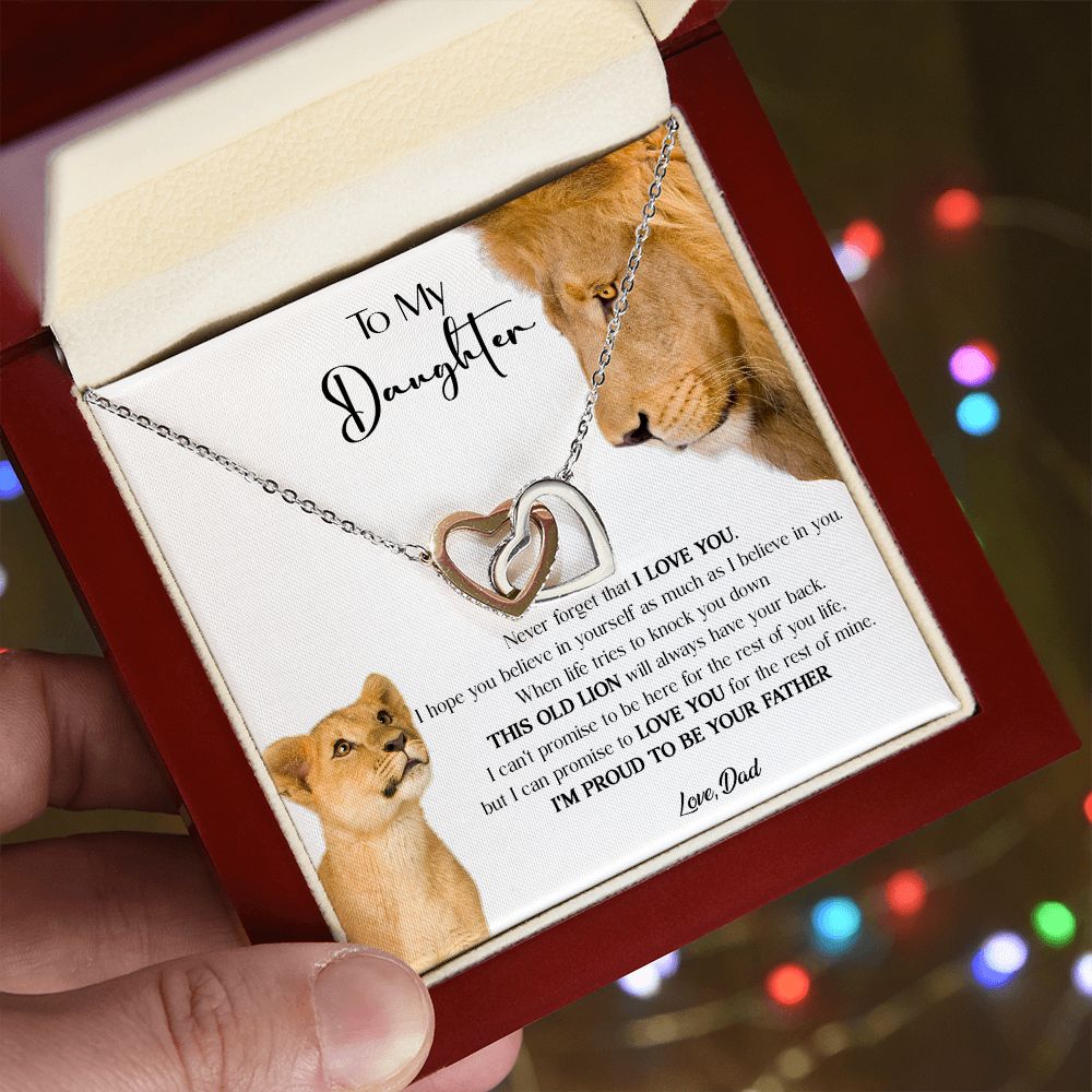431D To My Daughter Necklace, Xmas Gift For Daughter From Dad, Daughter Father Lion
