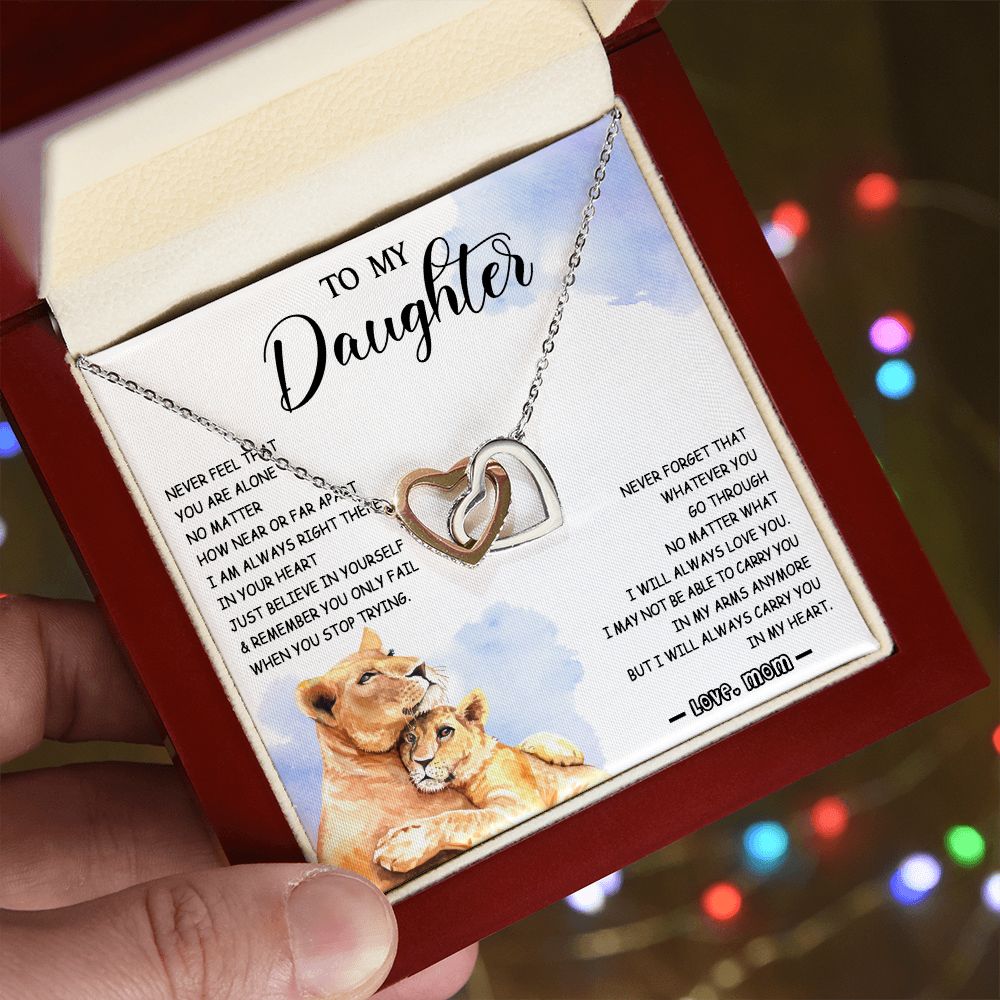 478D To My Daughter Necklace Mother to Daughter Birthday Christmas Gift from Lion Mom