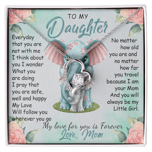 57C To My Daughter Necklace, Gift For Daughter From Mom, Daughter Mother Elephant