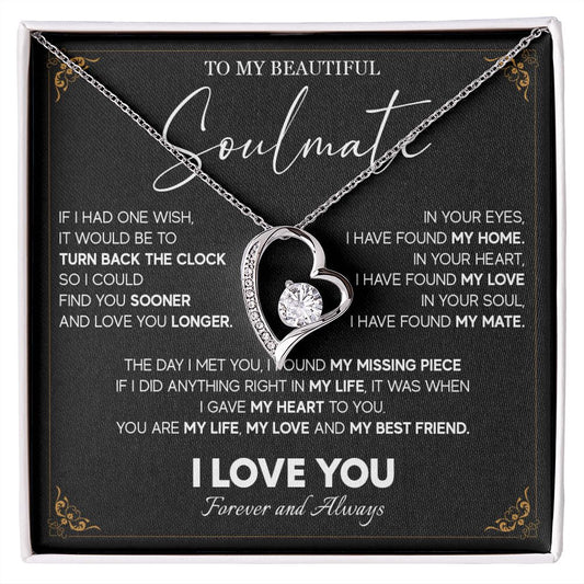 512C To My Beautiful Soulmate Necklace, Gift for Girlfriend, Wife, Anniversary Gift