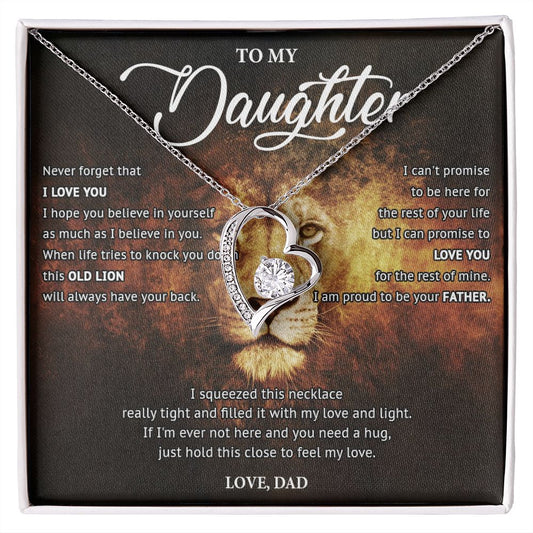 502C To My Daughter Gift from Dad, Heart Necklace for Daughter Christmas Gift for Her