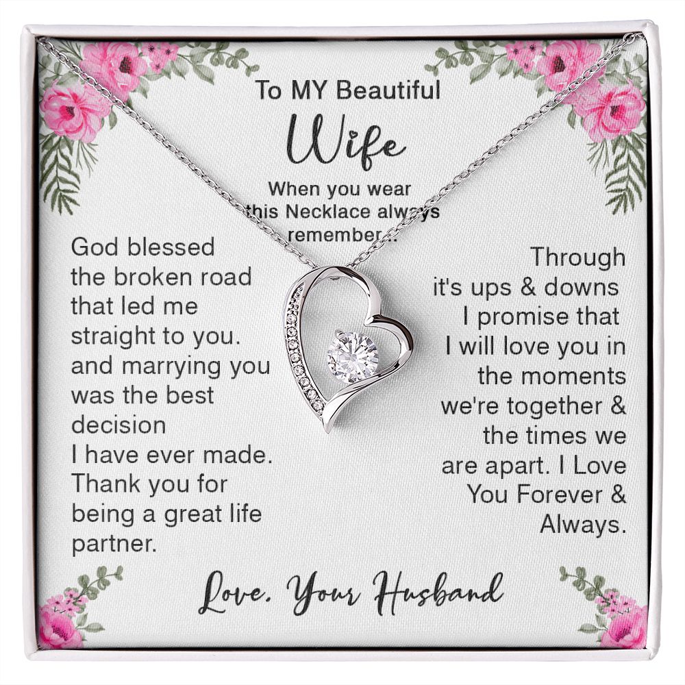 418C To My Beautiful Wife God Bless The Broken Road Necklace Gift from Husband
