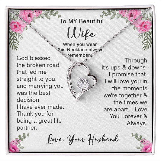418C To My Beautiful Wife God Bless The Broken Road Necklace Gift from Husband