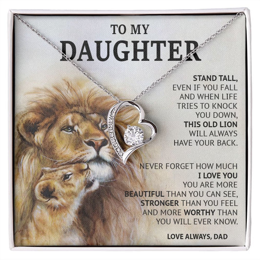 499C To My Daughter Necklace, Xmas Gift For Daughter From Dad, Daughter Father Lion