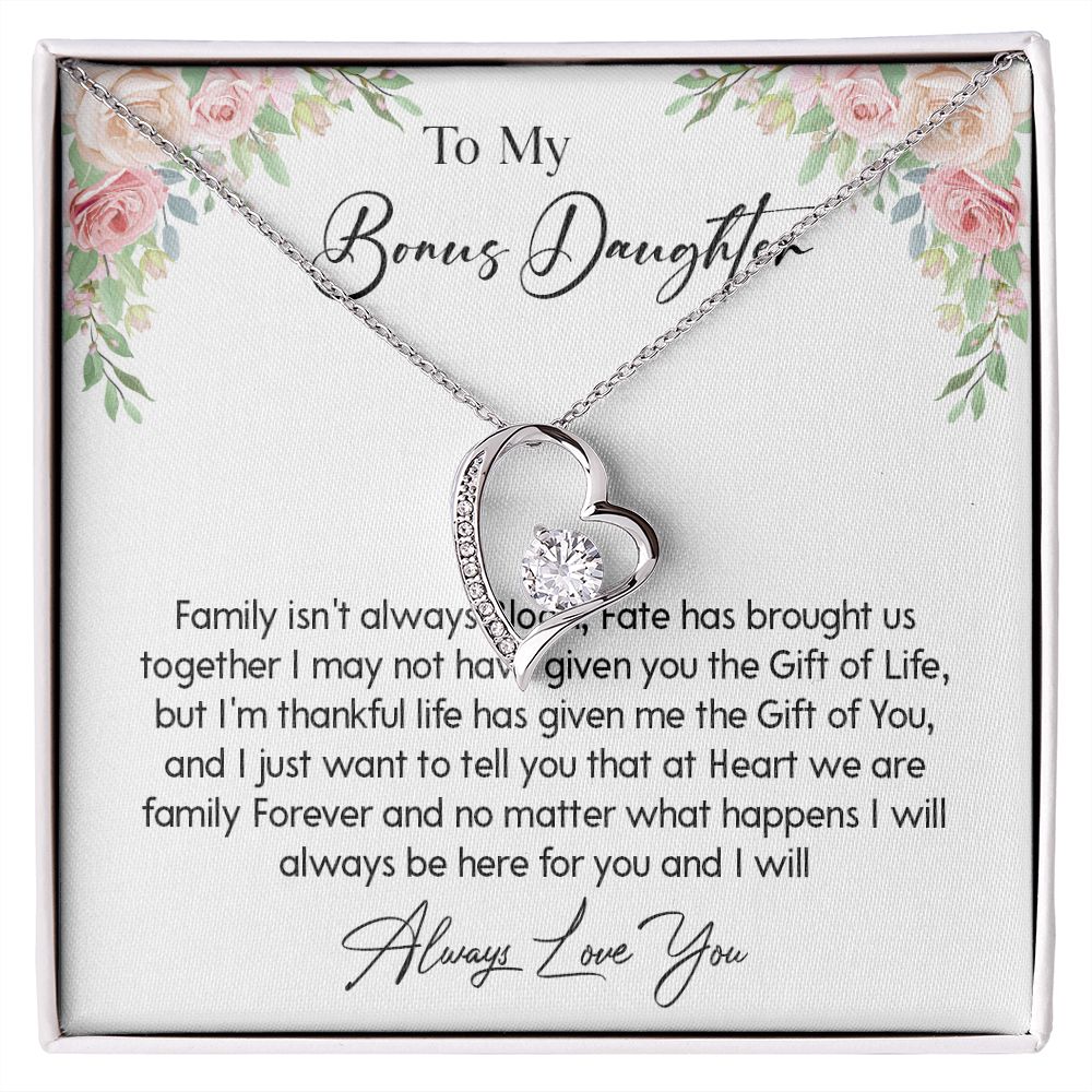 466C To My Bonus Daughter Necklace, Gift For Daughter, Birthday Graduation Christmas