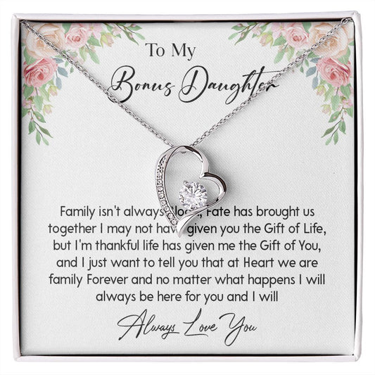 466C To My Bonus Daughter Necklace, Gift For Daughter, Birthday Graduation Christmas