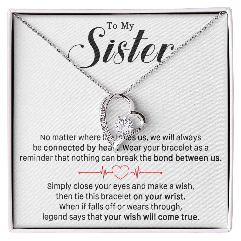 545C To My Sister Necklace, Sister Best Friends Love Heart Necklace, Birthday Gifts