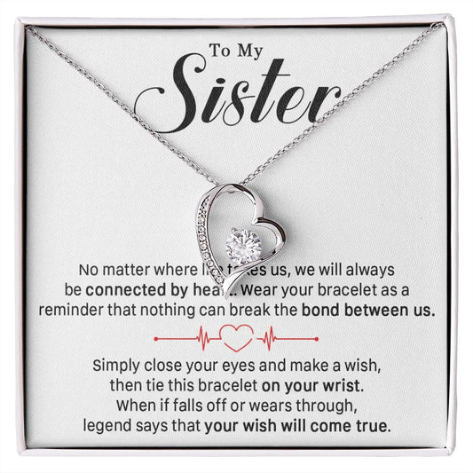 545C To My Sister Necklace, Sister Best Friends Love Heart Necklace, Birthday Gifts