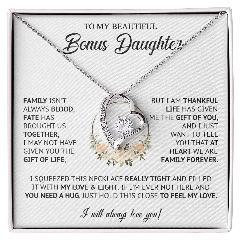 585C Bonus Daughter Necklace, Birthday Gift for Daughter from Dad Mom, Step Daughter
