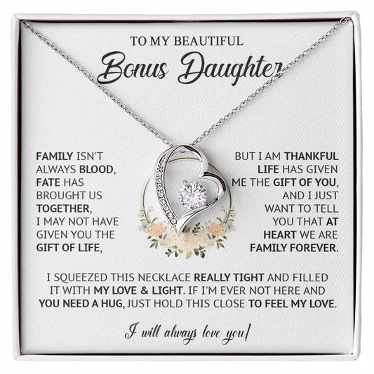 585C Bonus Daughter Necklace, Birthday Gift for Daughter from Dad Mom, Step Daughter
