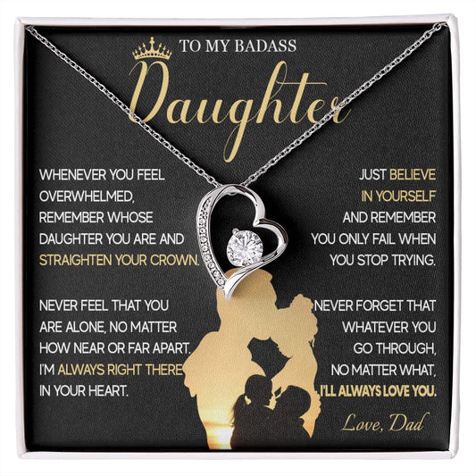 515C To My Badass Daughter Necklace, Birthday Gift For Daughter From Dad, Christmas