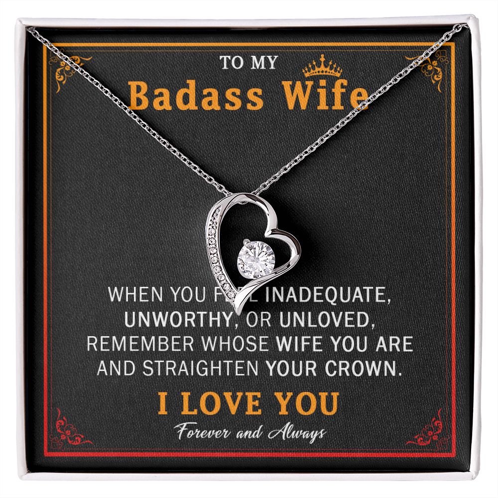 559C Wife Necklace Gift From Husband, Badass Wife Crown Love Knot, Wife Necklace Gift