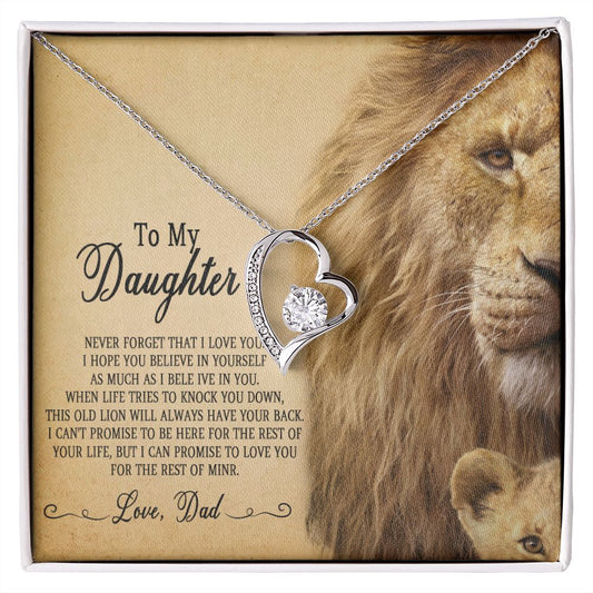 51C To My Daughter Necklace, Gift For Daughter From Dad, Daughter Father Lion