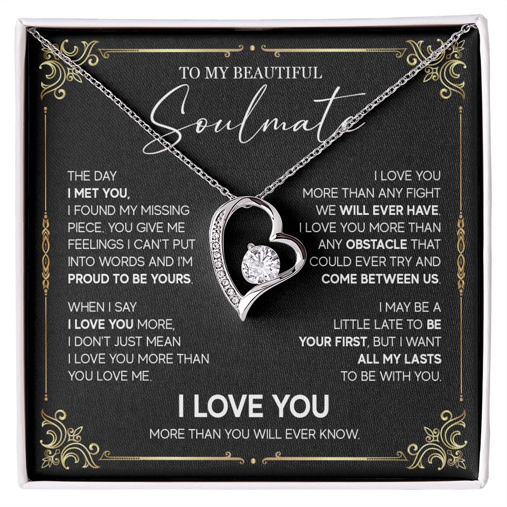 498C To My Soulmate Knot Necklace, Soulmate Necklace Gift, Birthday Gifts for Womens