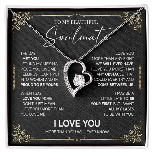 498C To My Soulmate Knot Necklace, Soulmate Necklace Gift, Birthday Gifts for Womens