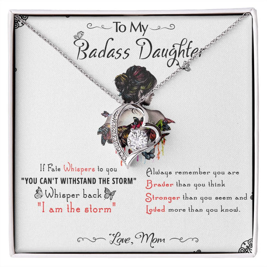 53C To My Badass Daughter, Badass Daughter Necklace From Mom, Birthday Gift